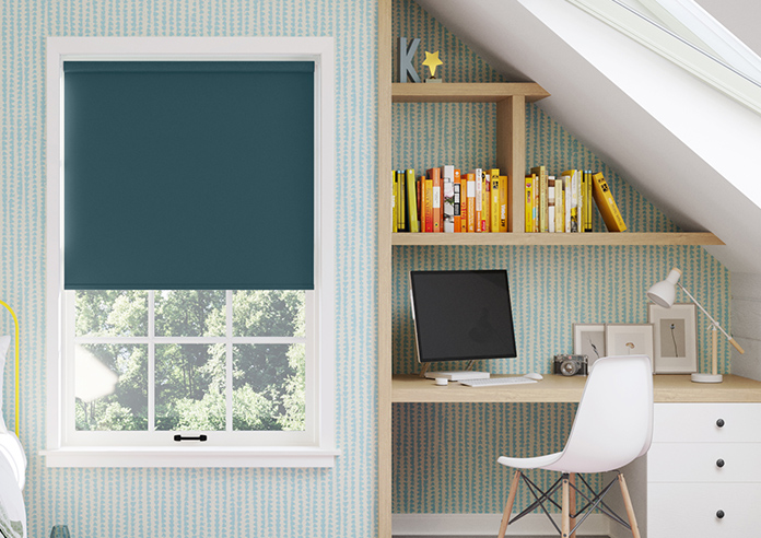 Trinity (Blackout), Teal - Motorised Roller Blind - Image 3